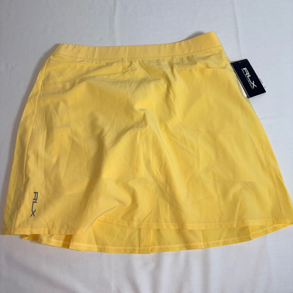 RLX Ralph Lauren Golf Skort Medium Yellow New Pleated Back Wicking Athletic